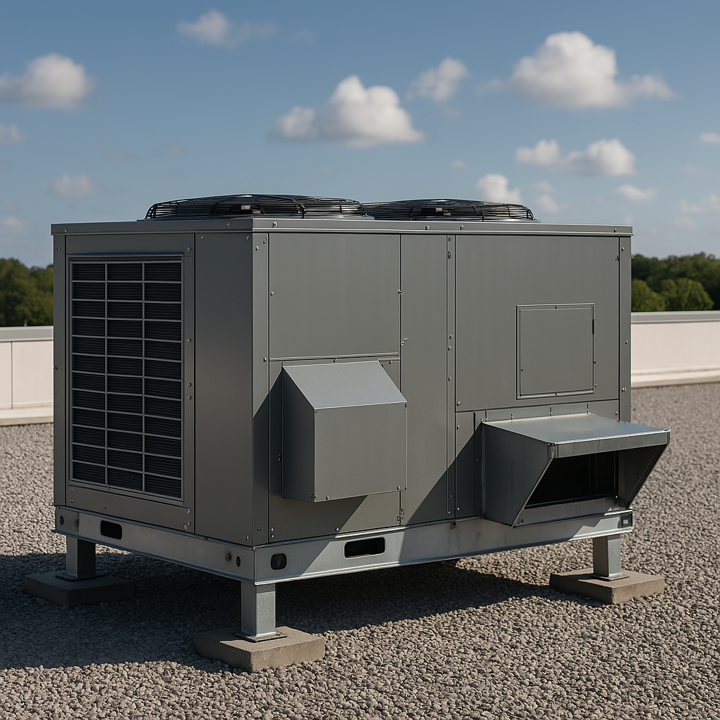 Technician repairing air conditioning unit
